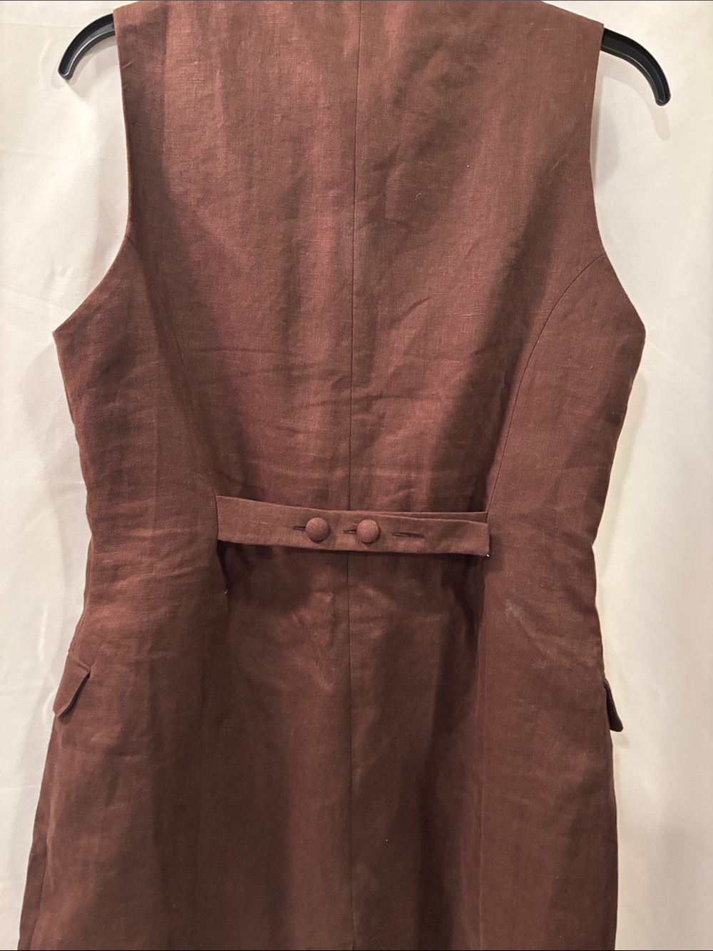 Faithfull Brown Linen Blend Dress with Buttons - size 10 - Picture 8 of 15